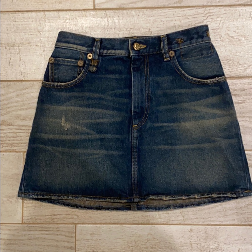 R13 For Barney's Ny High Rise Denim Mini Skirl In Indigo